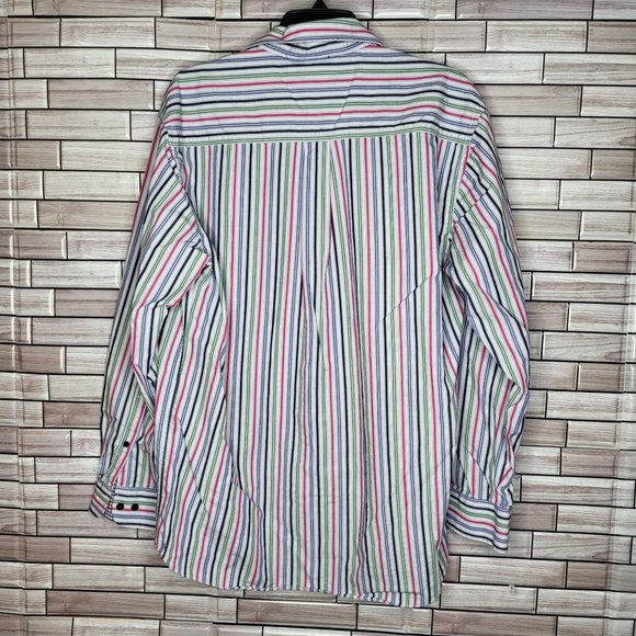 ALAN FLUSSER Men’s Long Sleeve Casual Shirt Size Large Multi- Color Stripped Top - Picture 4 of 13